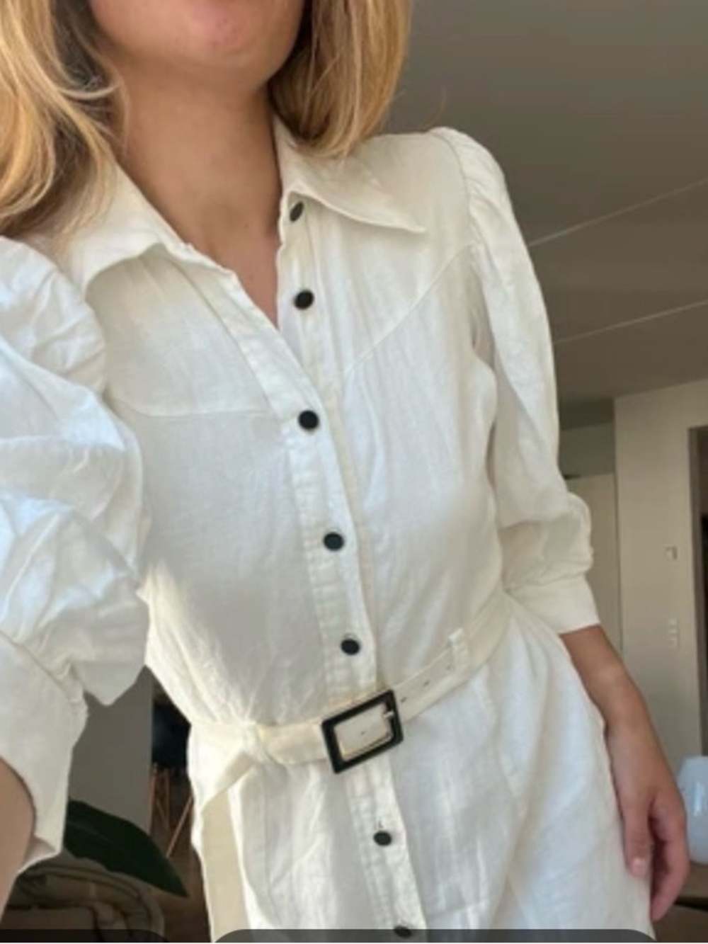 Uterque White Button-Front Mini Dress